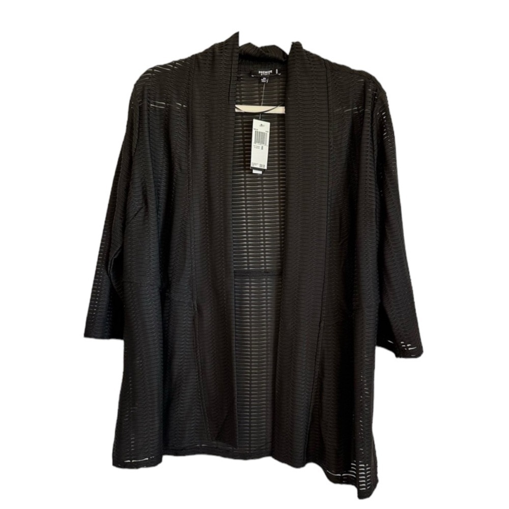 NWT Premise Studio black cardigan in unique textured pattern, size 0X/XL